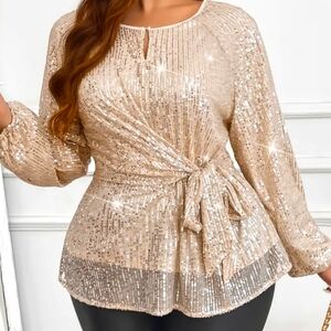 Sequin tye front top